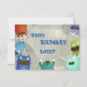 Monsters Happy Birthday kid Greeting Card