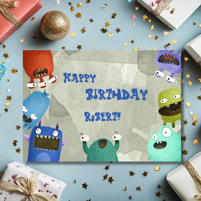 Monsters Happy Birthday kid Greeting Card (Creator Uploaded)