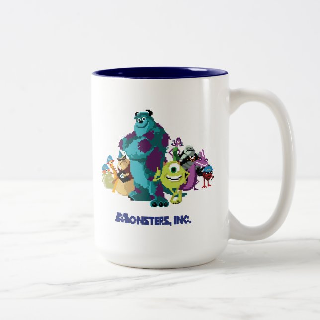 Monsters Inc 8Bit Mike, Sully, and the Gang Two-Tone Coffee Mug (Right)