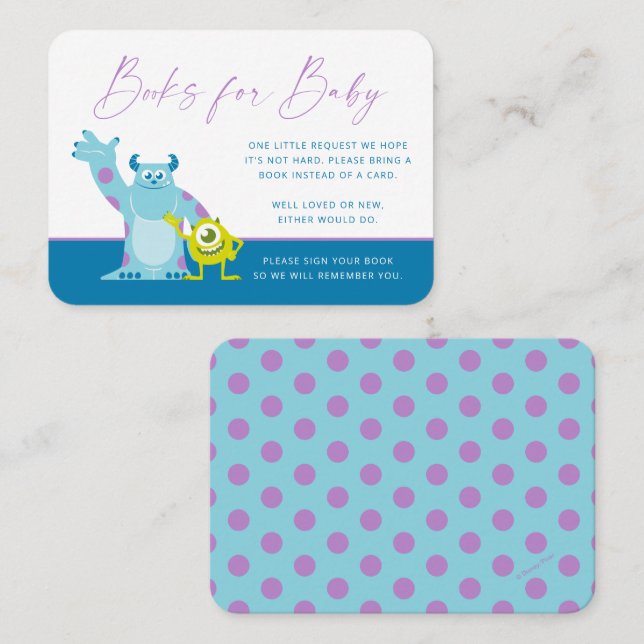 Monsters Inc. Baby Shower | Books for Baby Place Card (Front/Back)