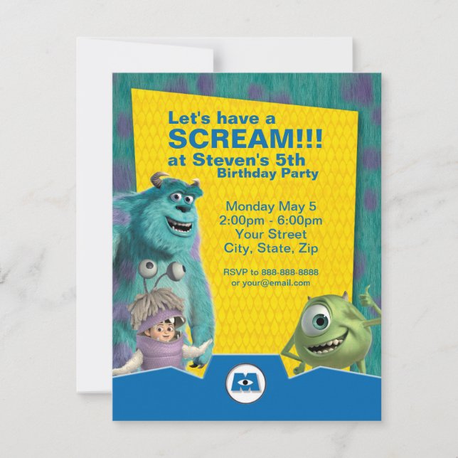 Monsters, Inc. Birthday Invitation (Front)