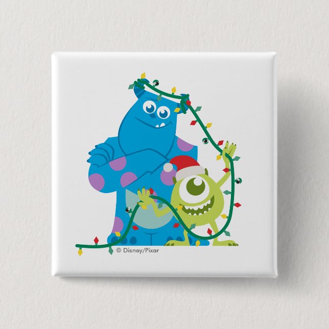 Monsters Inc. | Christmas - Sulley & Mike 2 Inch Square Button (Front)