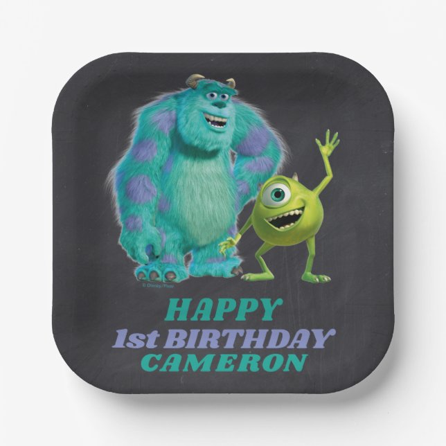 Monsters Inc. Happy First Birthday Paper Plate (Front)