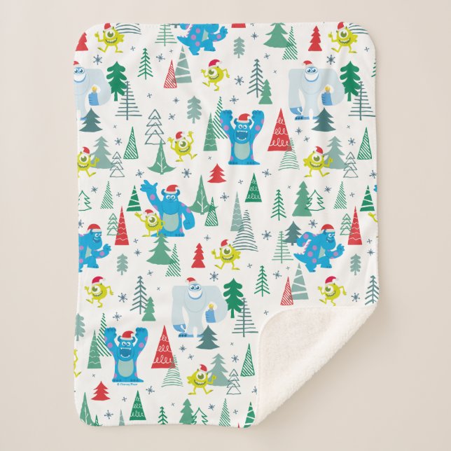 Monsters Inc. | Mike & Sulley Christmas Pattern Sherpa Blanket (Front)