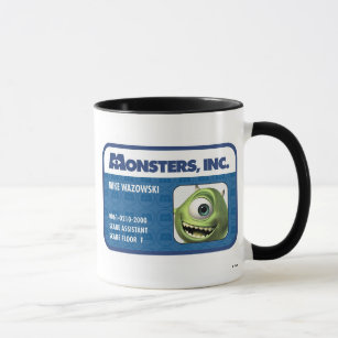 Monsters Inc. Mike Wazowski employee ID card Mug