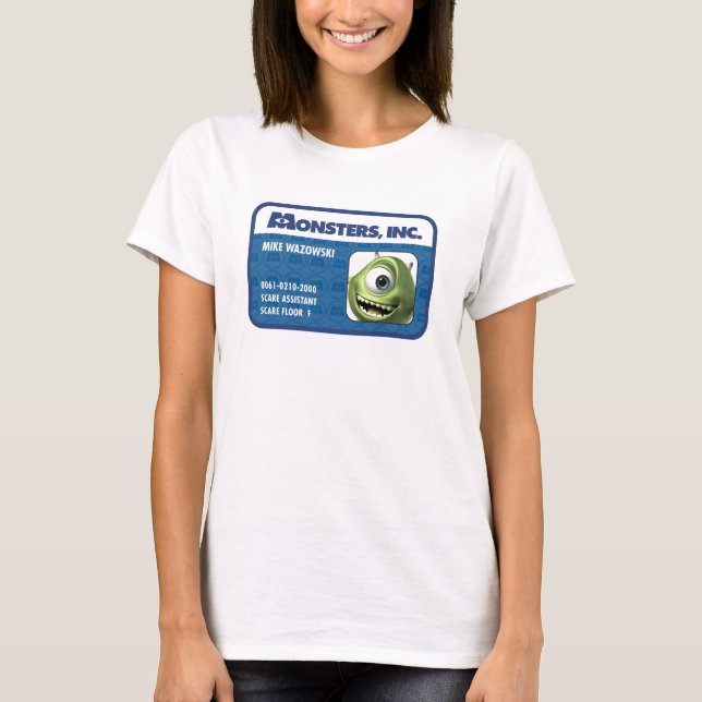 Monsters Inc. Mike Wazowski employee ID card T-Shirt (Front)