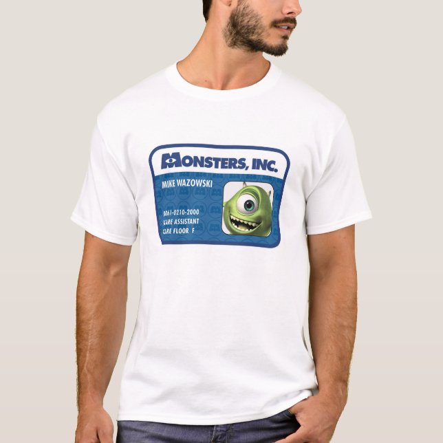 Monsters Inc. Mike Wazowski employee ID card T-Shirt (Front)