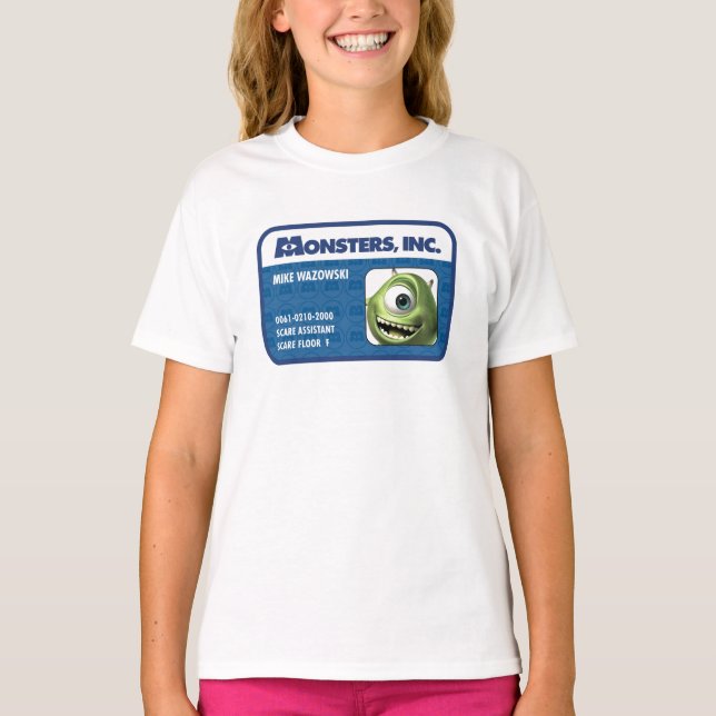 Monsters Inc. Mike Wazowski employee ID card T-Shirt (Front)