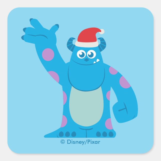Monsters Inc. | Sulley Santa Hat Wave Square Sticker (Front)