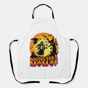 Monsters Mom Halloween Monster Ghost Skeleton Spoo Apron
