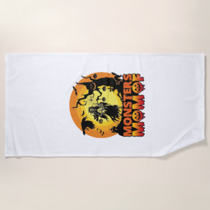 Monsters Mom Halloween Monster Ghost Skeleton Spoo Beach Towel