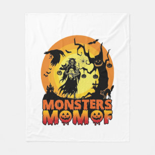 Monsters Mom Halloween Monster Ghost Skeleton Spoo Fleece Blanket