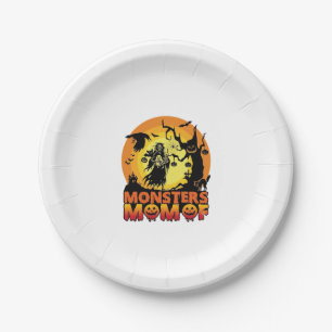Monsters Mom Halloween Monster Ghost Skeleton Spoo Paper Plate