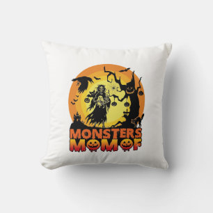 Monsters Mom Halloween Monster Ghost Skeleton Spoo Throw Pillow