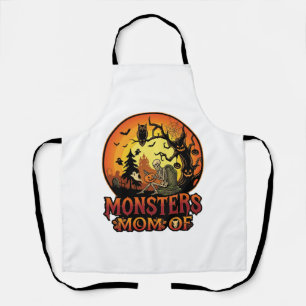 Monsters Mom Halloween Skeleton Pumpkin Owl Spooky Apron