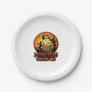 Monsters Mom Halloween Skeleton Pumpkin Owl Spooky Paper Plate