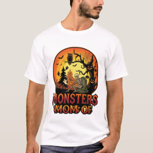 Monsters Mom Halloween Skeleton Pumpkin Owl Spooky T-Shirt