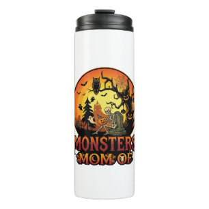 Monsters Mom Halloween Skeleton Pumpkin Owl Spooky Thermal Tumbler