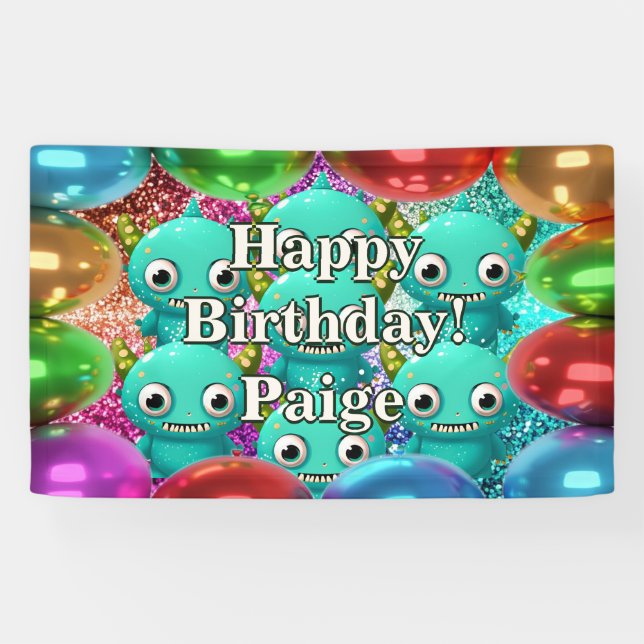 Monsters Personalized character birthday banner (Horizontal)