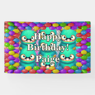 Monsters Personalized character birthday banner