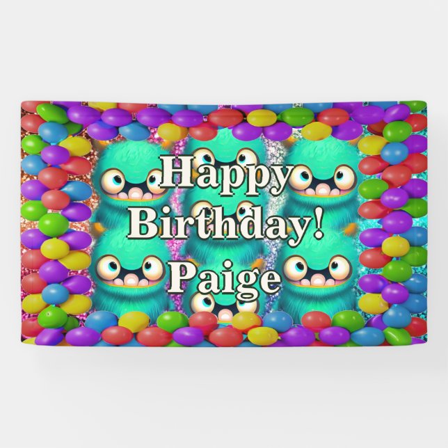 Monsters Personalized character birthday banner (Horizontal)