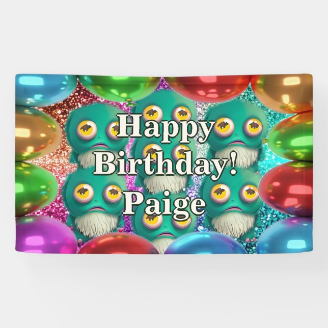 Monsters Personalized character birthday banner (Horizontal)