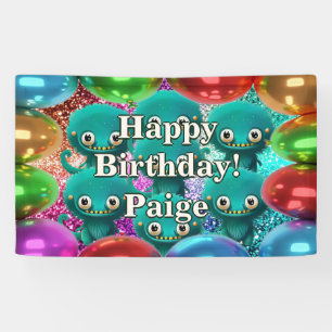 Monsters Personalized character birthday banner