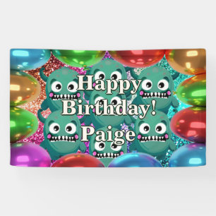 Monsters Personalized character birthday banner