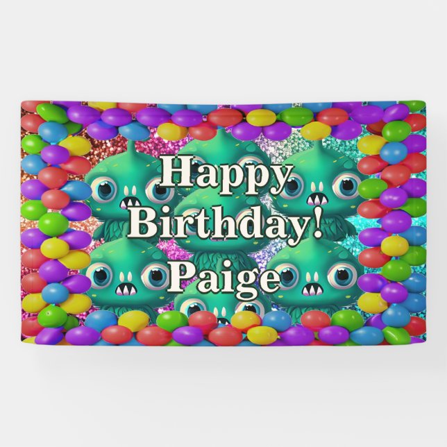 Monsters Personalized character birthday banner (Horizontal)