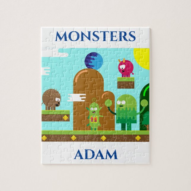 Monsters puzzle with child&#x27;s name. (Vertical)