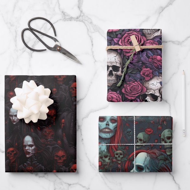 Monsters-Themed Trio Wrapping Paper Set (Front)