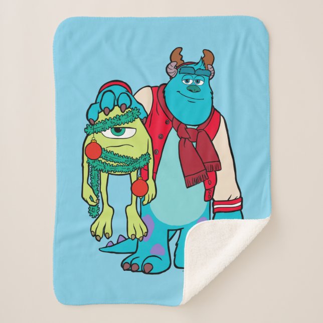 Monsters University | Mike & Sulley Holiday Cheer Sherpa Blanket (Front)