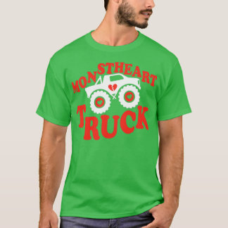 Monstheart Truck Funny Valentinex27s Day For Kids T-Shirt