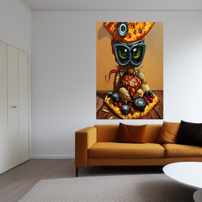 Monstre de pizza avec lunettes | AI Art Poster (Créateur téléchargé)