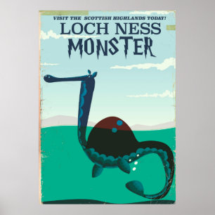 Monstre du Loch Ness affiche de voyage drôle