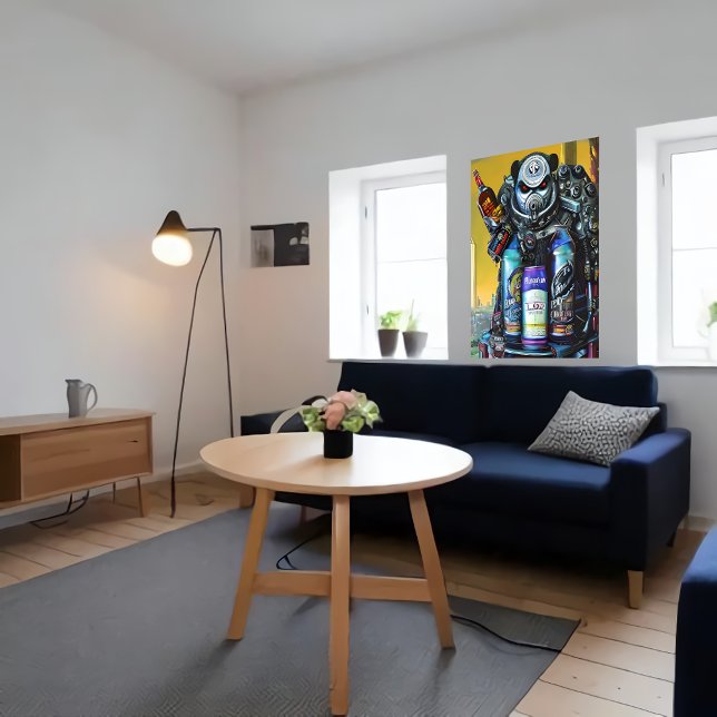 Monstre robot soda dans la ville | AI Art Poster (Créateur téléchargé)