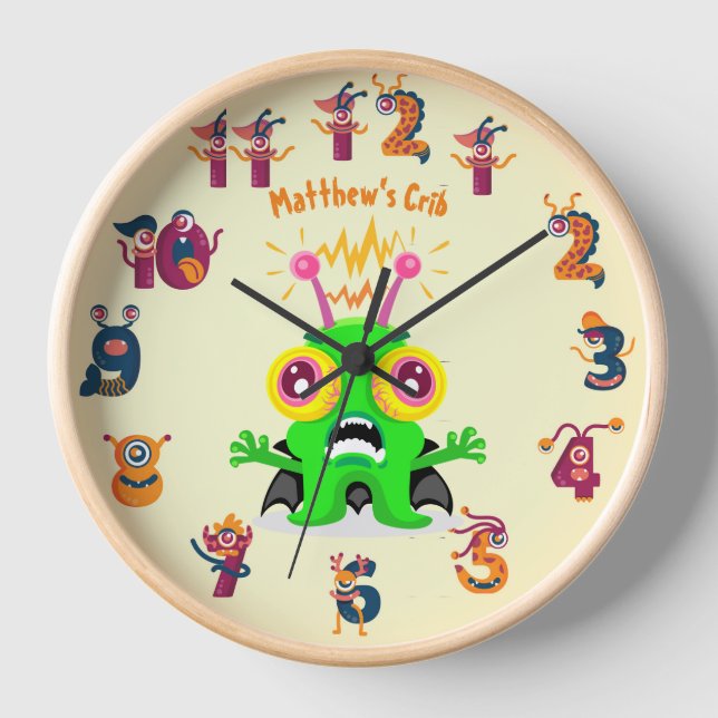 Monstre Slime nommé Enfants Horloge murale Funky C (Recto)