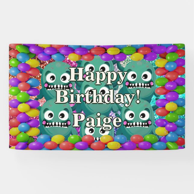 Monstres Bannière d'anniversaire personnalisées (Horizontal)