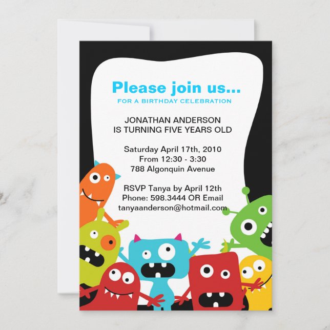 Monstres de fête | Invitation de fête d'anniversai (Devant)