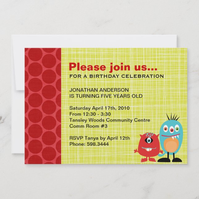 Monstres de fête | Invitation de fête d'anniversai (Devant)