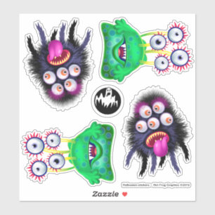 Monstres d'Halloween effrayants autocollants en vi