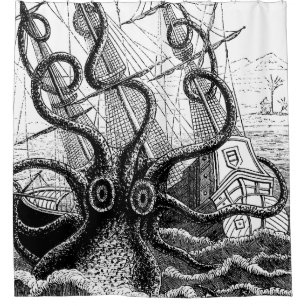 Monstrous Octopus Attacks a Ship