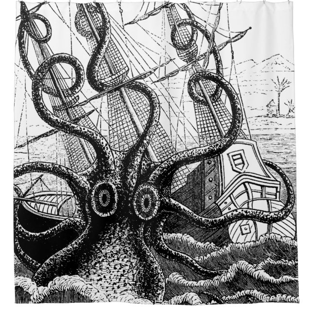 Monstrous Octopus Attacks a Ship (Front)