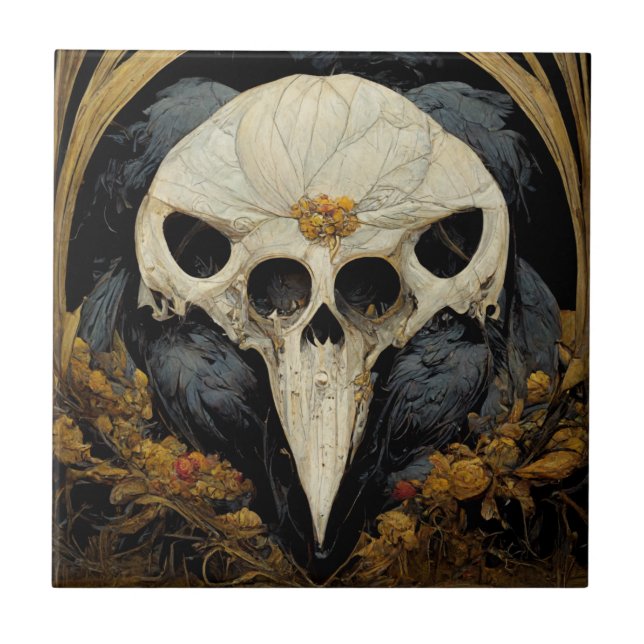 Monstrous Raven Horror Goth Gothic Tile (Front)