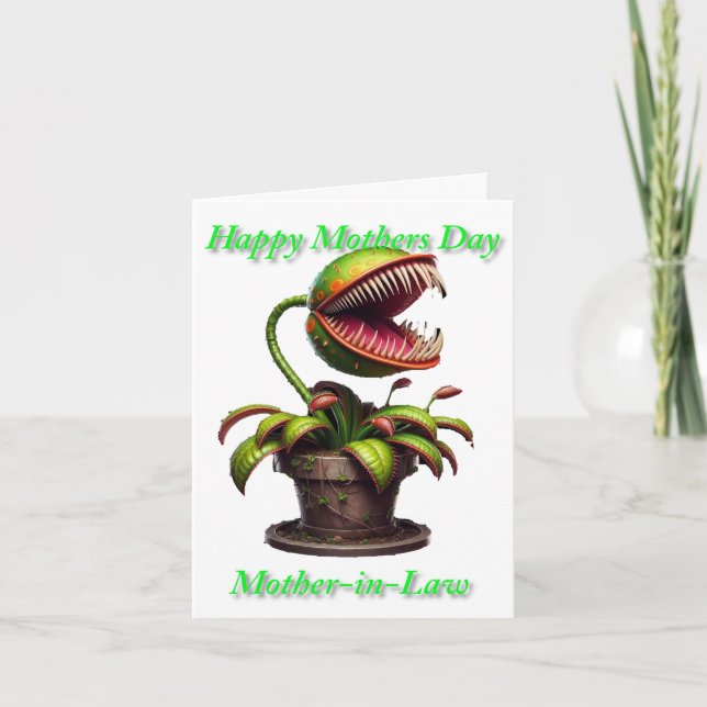 Monstrous Venus Flytrap Mothers Day  Thank You Card (Front)