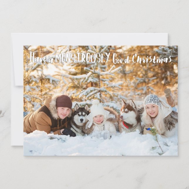 Monstrously Good Christmas Yeti Photo Holiday Card (Front)