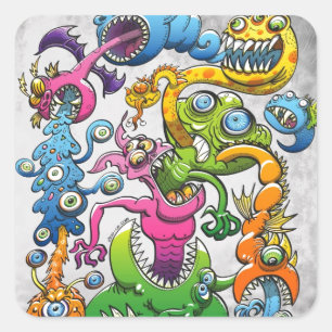 Monstrously Messy Square Sticker