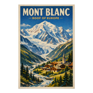 Mont Blanc, France, in a classic retro Poster