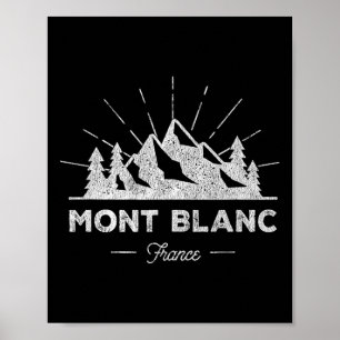 Mont Blanc France T Shirt Vintage Skiing Retro Tee Poster