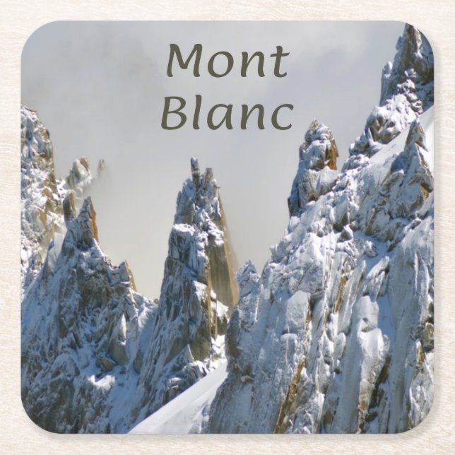 Mont Blanc Monte Bianco White Mountain Alps Europe Square Paper Coaster (Front)
